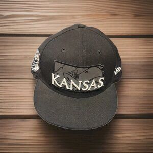Kansas Jayhawks NEW ERA‎ 9FIFTY Black Embroidered Trucker Hat NCAA Basketball